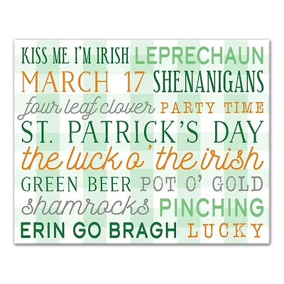 St Pat Day Words Canvas 16" x 20" Canvas Wall Art