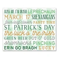 St Pat Day Words Canvas 16" x 20" Canvas Wall Art