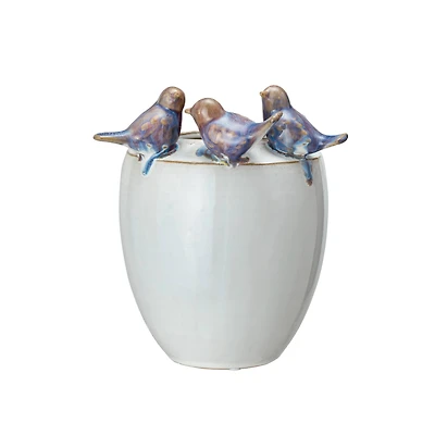 Hello Honey® 7.5" Multicolor 3D Birds Stoneware Planter Vase