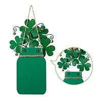 Glitzhome® 16" St. Patrick's Wooden Mason Jar with Shamrock Door Hanger