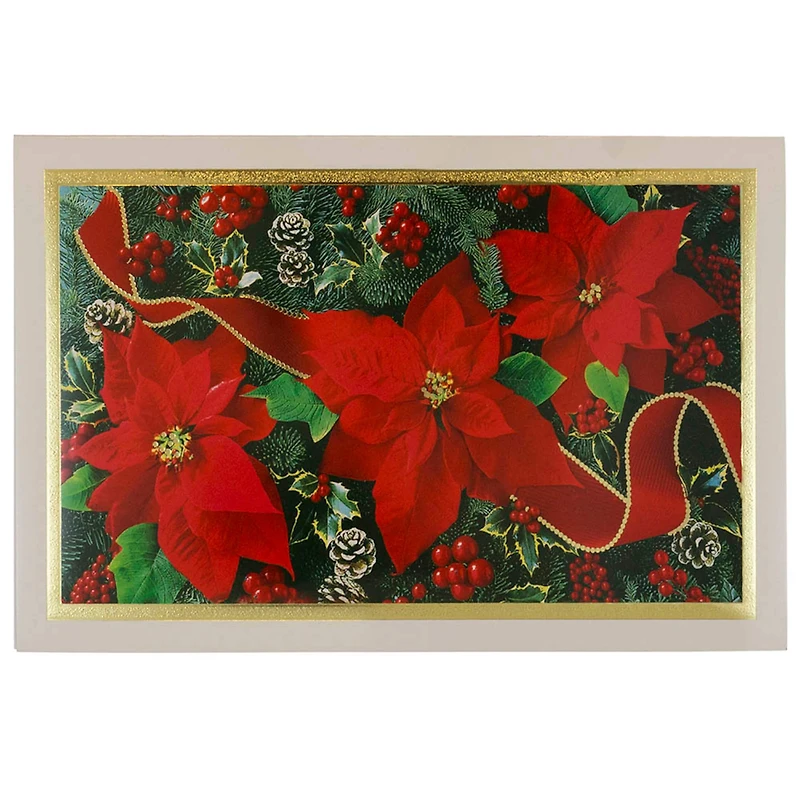 JAM Paper A8 Modern Poinsettia Christmas Cards & Envelopes, 10ct.