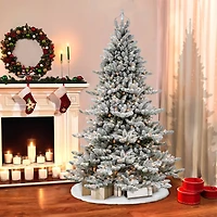 7.5ft. Pre-Lit Flocked Royal Majestic Spruce Artificial Christmas Tree, Clear Lights