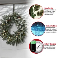 30" LED Snowy Morgan Spruce Wreath