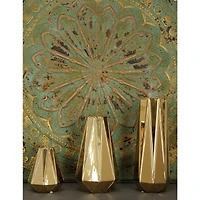 Set of 3 Gold Stoneware Glam Vase, 7", 11", 15"