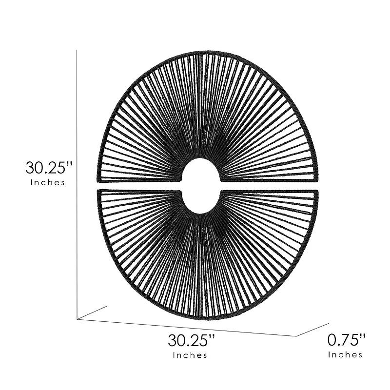 American Art Decor Twin Eclipses 2-Piece Black Paper Rope Wall Art - 30.25" x 30.25"