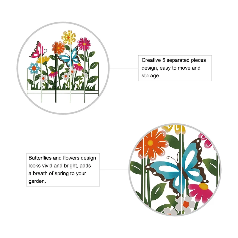 Glitzhome® 3.5ft. 5 Piece Metal Flowers Silhouette Yard Stake