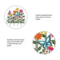 Glitzhome® 3.5ft. 5 Piece Metal Flowers Silhouette Yard Stake