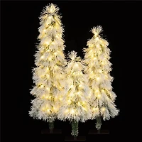 3ft., 4ft., 5ft. Pre-Lit Snow-Pressed Artificial Christmas Tree Set, Warm White LED Lights