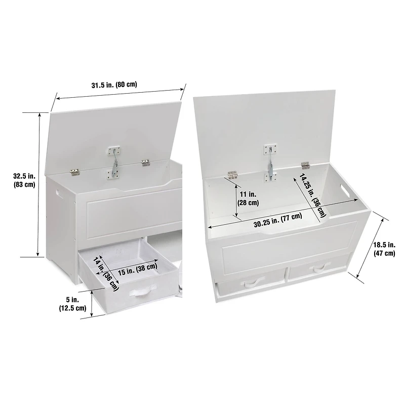 Badger Basket White Up & Down Toy & Storage Bench