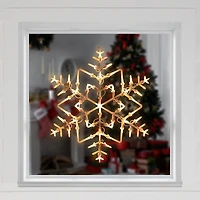 16" White Lighted Snowflake Christmas Window Silhouette Decoration