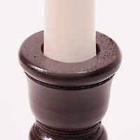 American Art Decor 6.5" Dark Brown Wood Taper Candlestick Holders, 2ct.