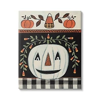 Stupell Industries Fall Jack-o-Lantern Tartan Pattern Canvas Wall Art