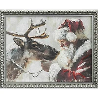 12" x 15" Santa with Reindeer Framed Canvas Wall Décor by Ashland®