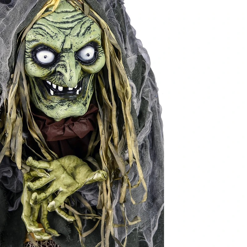 59" Halloween Sound Activated Animated Green Witch