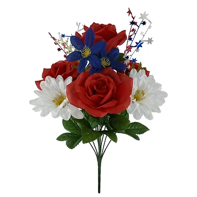 18" Red, White & Blue Rose Mix Bush with Stars by Celebrate It™
