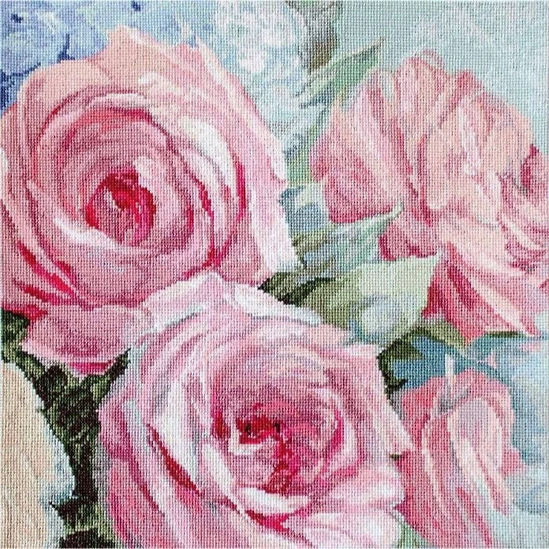 Letistitch Pale Pink Roses Counted Cross Stitch Kit