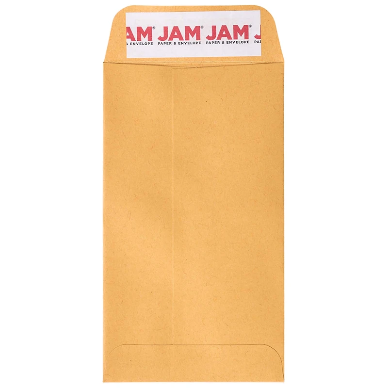 JAM Paper 3.125" x 5.5" Brown Kraft Coin Business Peel & Seal Closure Envelopes