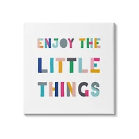 Stupell Industries Enjoy Little Things Kids' Motivational Phrase Block Typography Canvas Wall Art