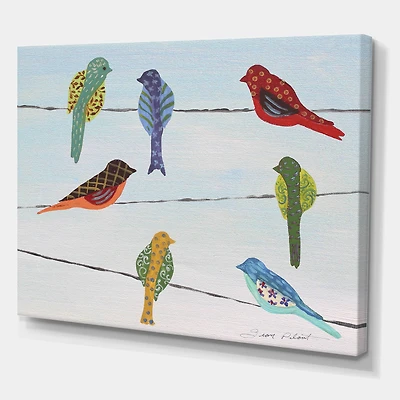 Designart - Lovely Colorful Birds On Wires 2