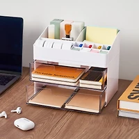 White Storage Organizer with Clear Drawers by Simply Tidy®