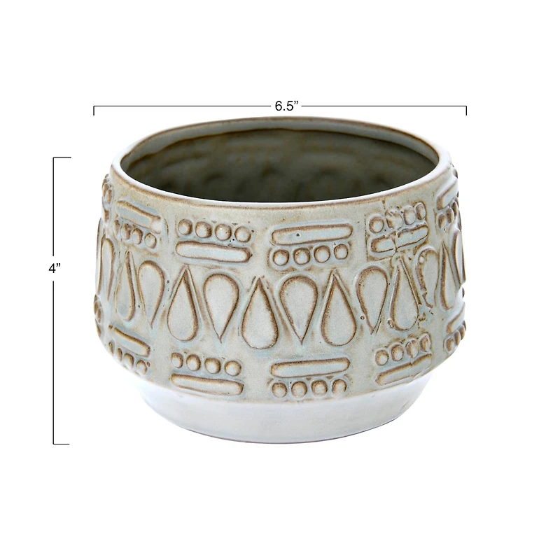 Hello Honey® 4" Embossed Glazed Stoneware Planter