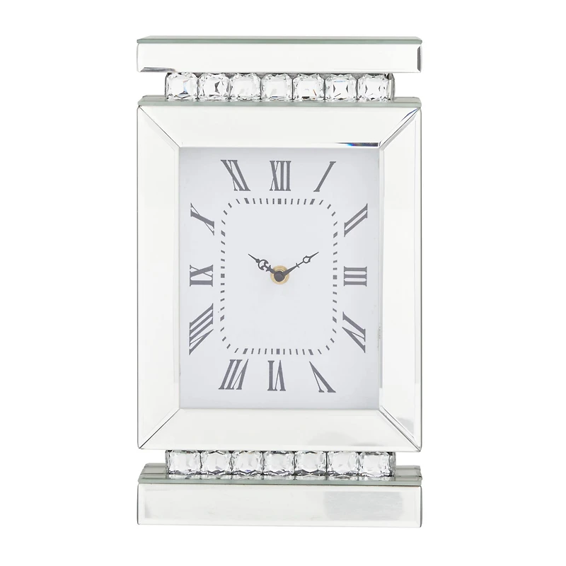 Silver MDF Glam Clock, 14" x 8" x 3"