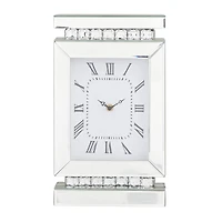 Silver MDF Glam Clock, 14" x 8" x 3"