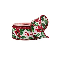 1.5" x 30ft. Holly & Bows Wired Ribbon by Celebrate It®