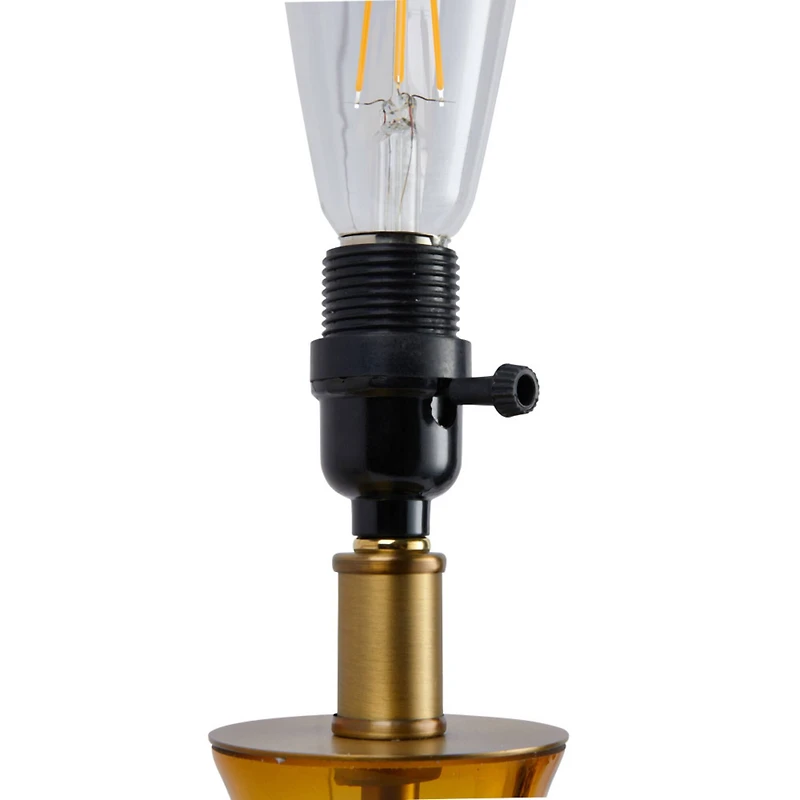 Hello Honey® 26.5" Amber Mid Century Glass Table Lamp with Fabric Shade