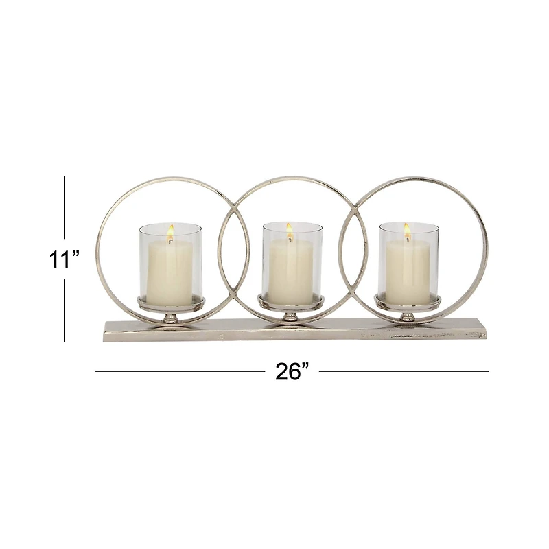 26'' Silver Aluminum Contemporary Candle Holder