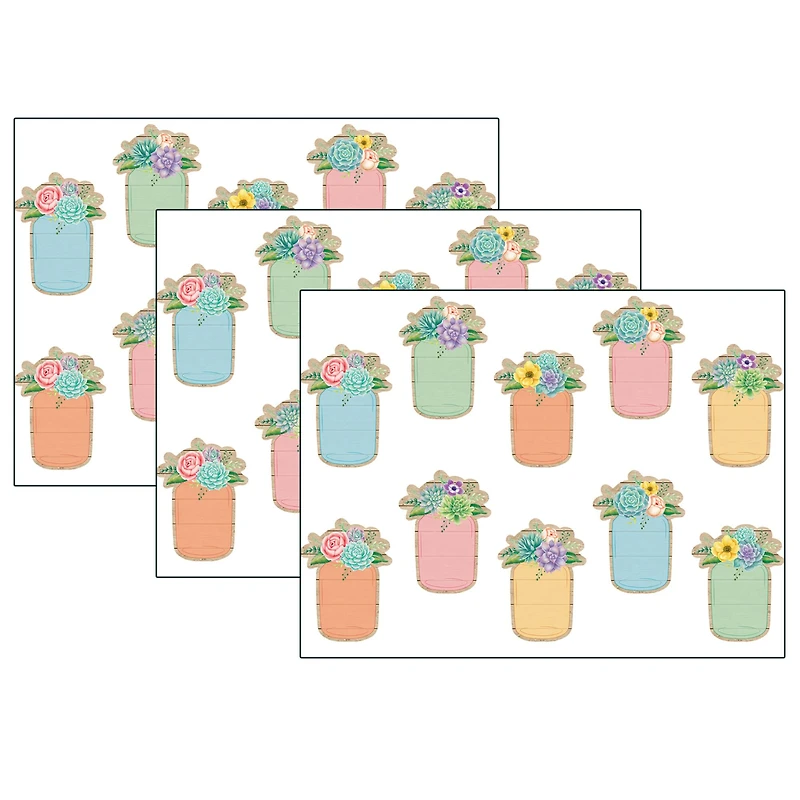 Teacher Created Resources Rustic Bloom Mason Jars Accents, 3 Packs of 30