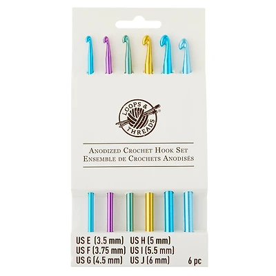 Anodized Crochet Hook Set by Loops & Threads®, E-J