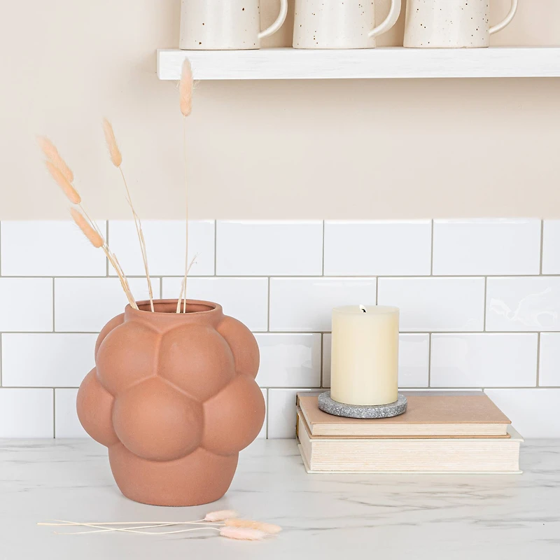 Hello Honey® 8" Terra Cotta Raised Dots Ceramic Vase