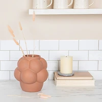 Hello Honey® 8" Terra Cotta Raised Dots Ceramic Vase