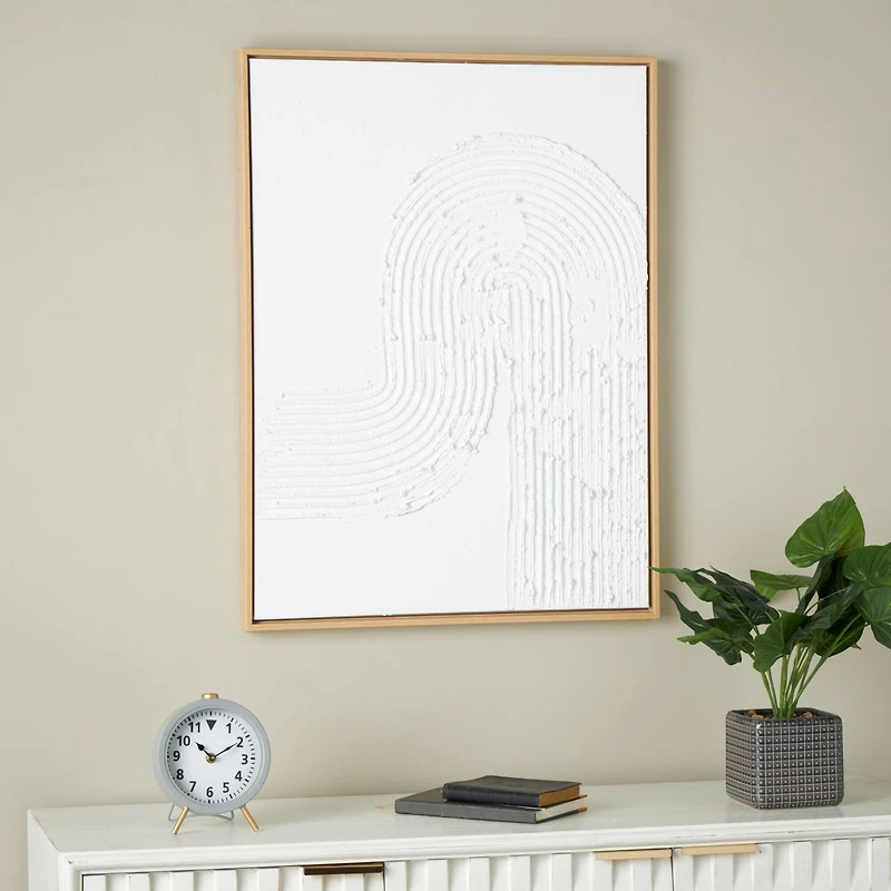 24" x 32" White Canvas Framed Wall Art