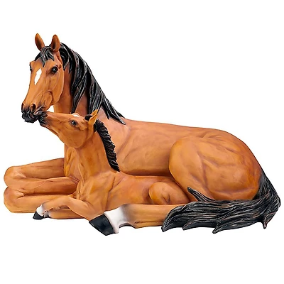 Design Toscano 17.5" Motherly Love Pony Foal & Mare Horse Statue