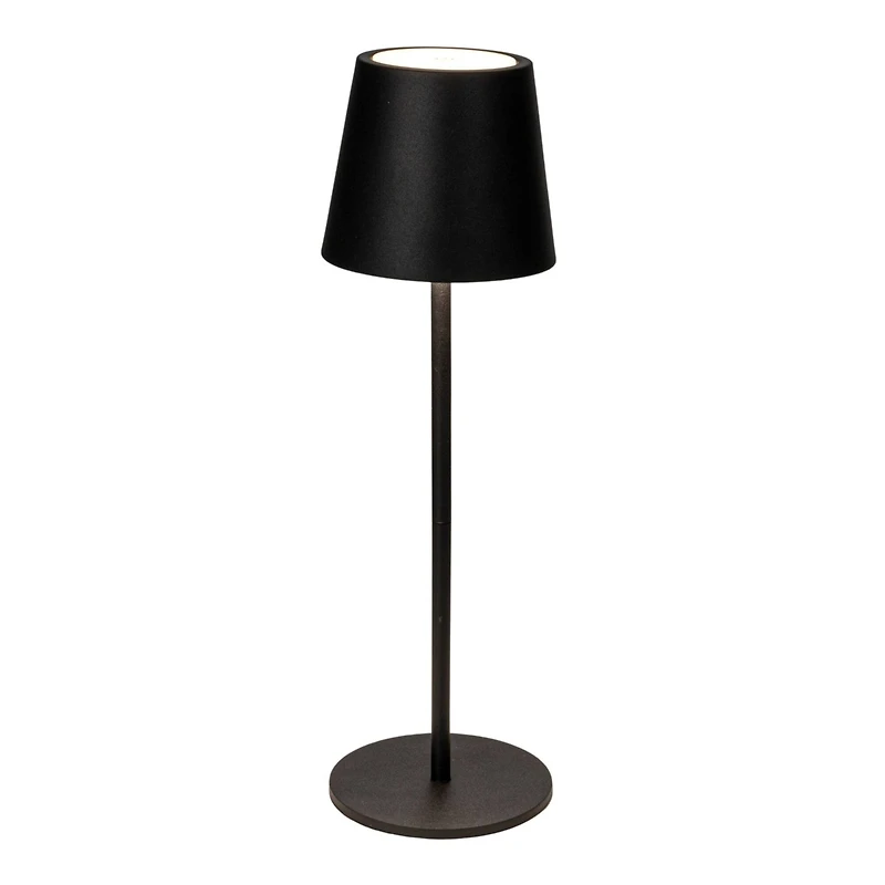 Hello Honey® 14.5" Black Round Metal LED Rechargeable Table Lamp