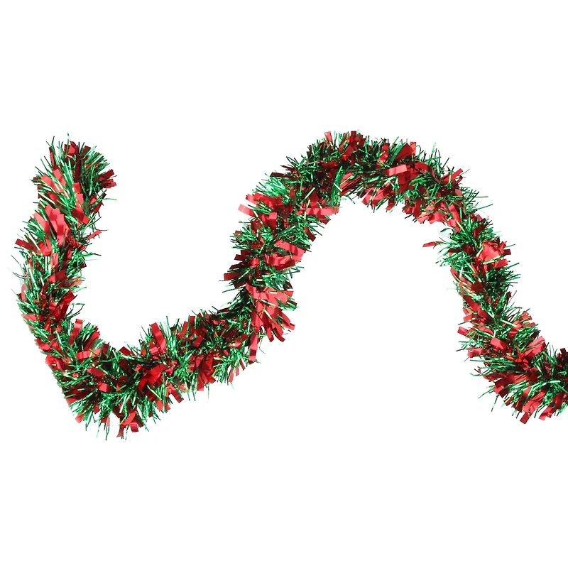 50ft. Christmas Shiny Red & Green Tinsel Garland