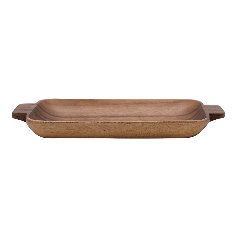 Hello Honey® 17.5" Hand-Carved Acacia Wood Tray with Handles