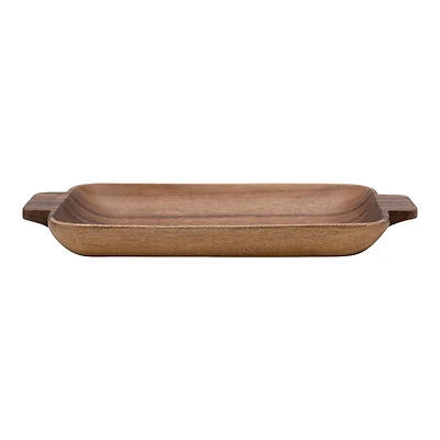 Hello Honey® 17.5" Hand-Carved Acacia Wood Tray with Handles