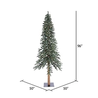 8ft. Pre-Lit Natural Bark Alpine Artificial Christmas Tree, White LED Lights