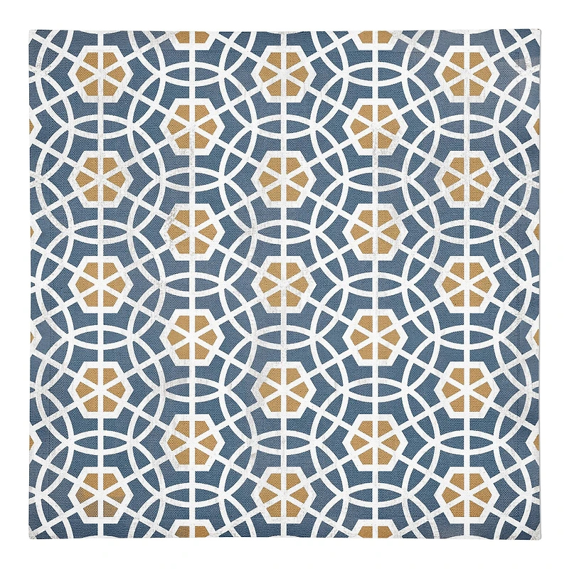 Blue and Yellow Circle Hex 10" x 10" Cotton Twill Napkin