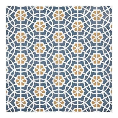 Blue and Yellow Circle Hex 10" x 10" Cotton Twill Napkin