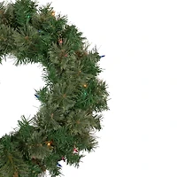 24" Pre-Lit Christmas Artificial Oregon Cashmere Pine Wreath