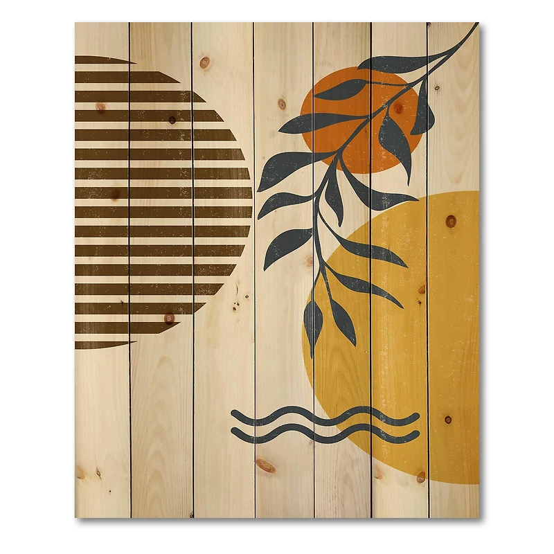 Designart - Botanical Minimalist Leaf With Abstract Shapes I