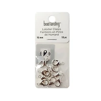 15mm Silver Finish Lobster Clasps, 10ct. by Bead Landing™