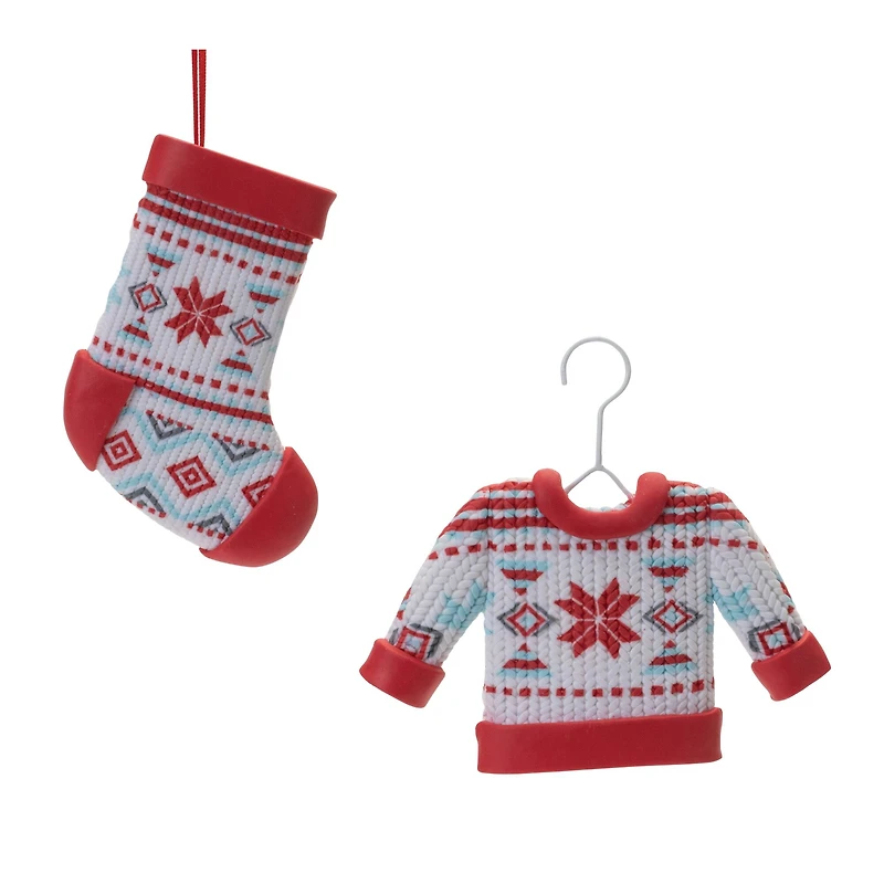 Nordic Stocking & Sweater Ornaments Set