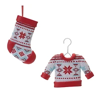 Nordic Stocking & Sweater Ornaments Set