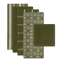 DII® Assorted Sage Dishtowel & Dishcloth (Set of 5)