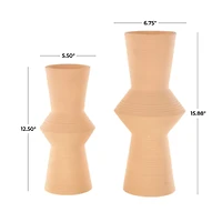 Ceramic Ribbed Cone Shaped Vase Set